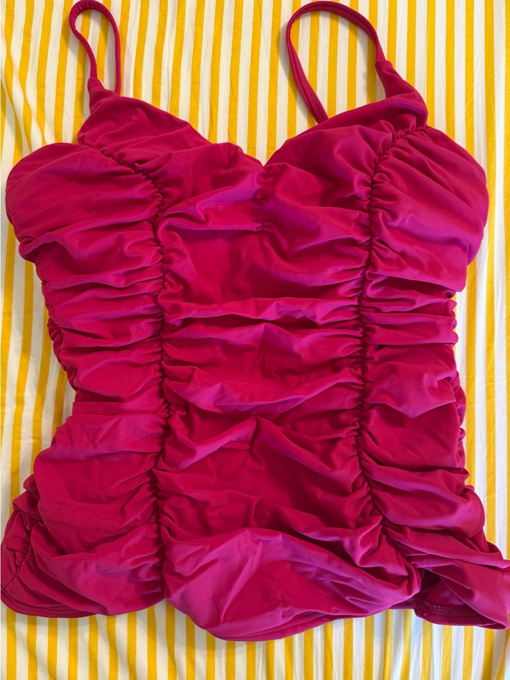 Miracle Suit Hot Pink Ruched Tankini Top Size 10